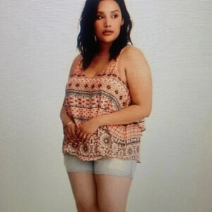 Torrid Mosaic Print Layered Criss Cross Back Cami Boho Print Layered size 2X